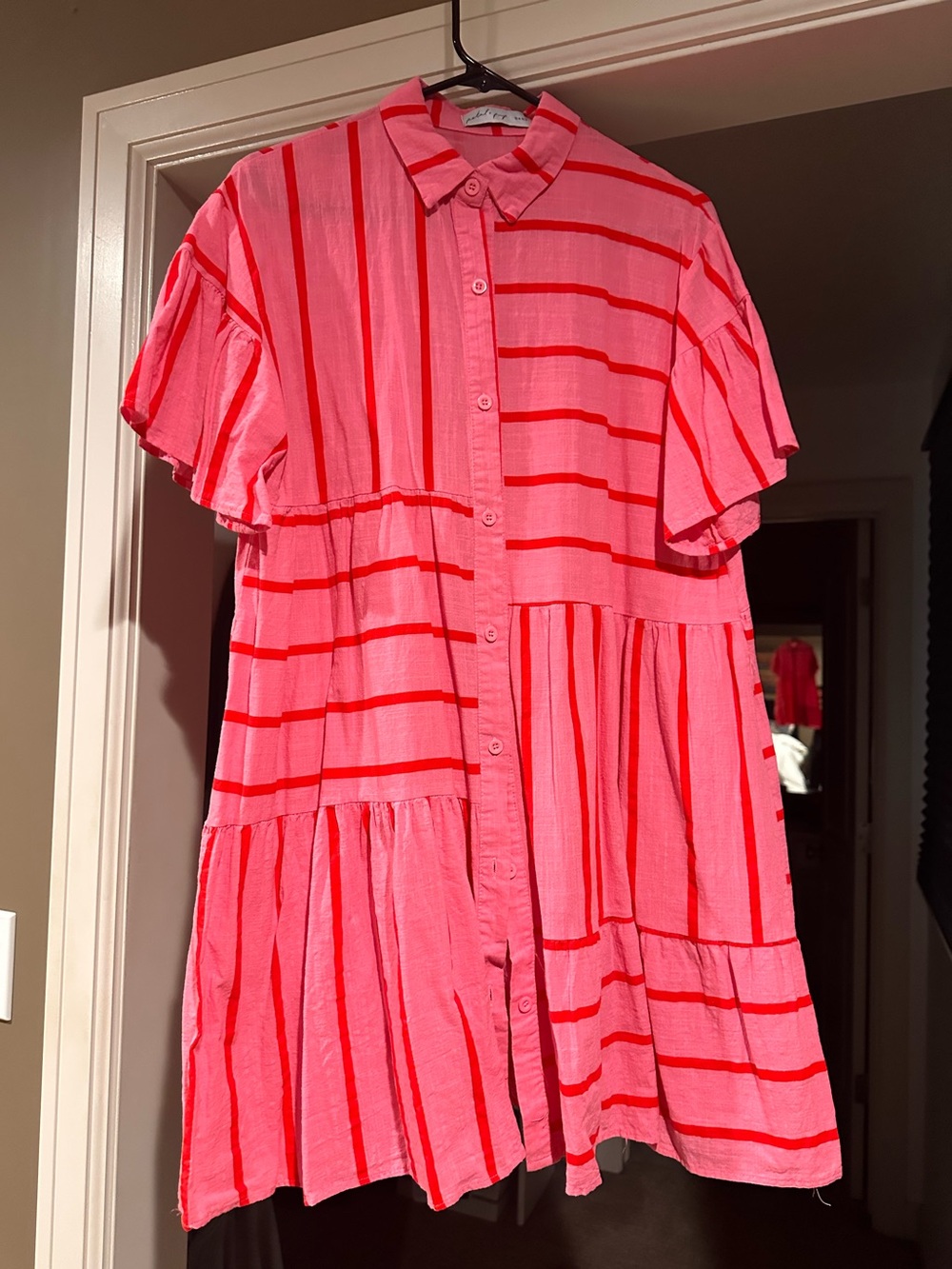 Petal & Pup Pink Dress with Red Stripes